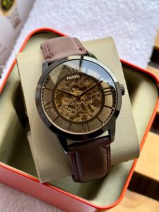 Fossil ME3098 first copy men’s watch – brown dial with leather band.