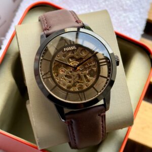 Fossil ME3098 first copy men’s watch – brown dial with leather band.