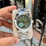 Rolex Air-King style men’s first copy watch – 40MM green dial, stainless steel bracelet, automatic movement.