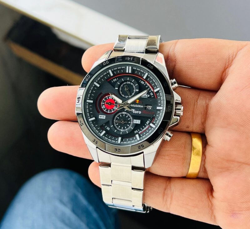 Casio Edifice Scuderia Toro Rosse first copy men’s watch – 43MM, stainless steel, chronograph dial.