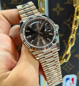Rolex Day-Date Chocolate Dial First Copy Watch man holding in his hand