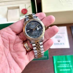 Rolex Datejust Grey Quartz First Copy Watch Close shot