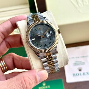 Rolex Datejust Grey Quartz First Copy Watch on a watch holder