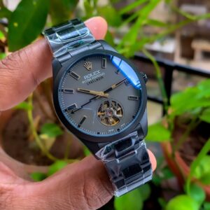 Rolex Label Noir Black First Copy Watch cross shot with watch in hand