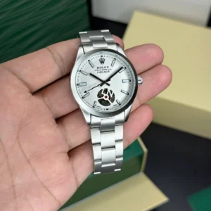 Rolex Labelnoir Open Back Automatic White Dial First Copy Watch
