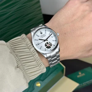 Rolex Labelnoir Open Back Automatic White Dial First Copy Watch on a man wrist