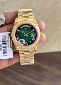 Rolex Day-Date Green Diamond Bezel First Copy Watch - Image 2
