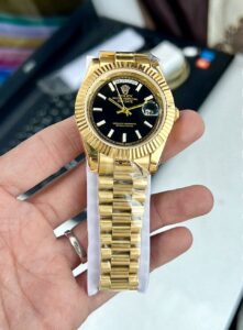 Rolex Day-Date Rose Gold Black Dial First Copy Watch