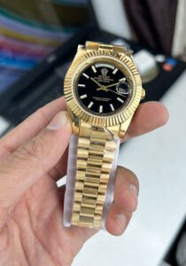 Rolex Day-Date Rose Gold Black Dial First Copy Watch - Image 2