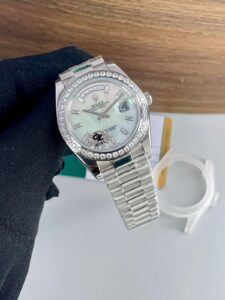Rolex Day-Date White Diamond Bezel First Copy Watch - Image 2