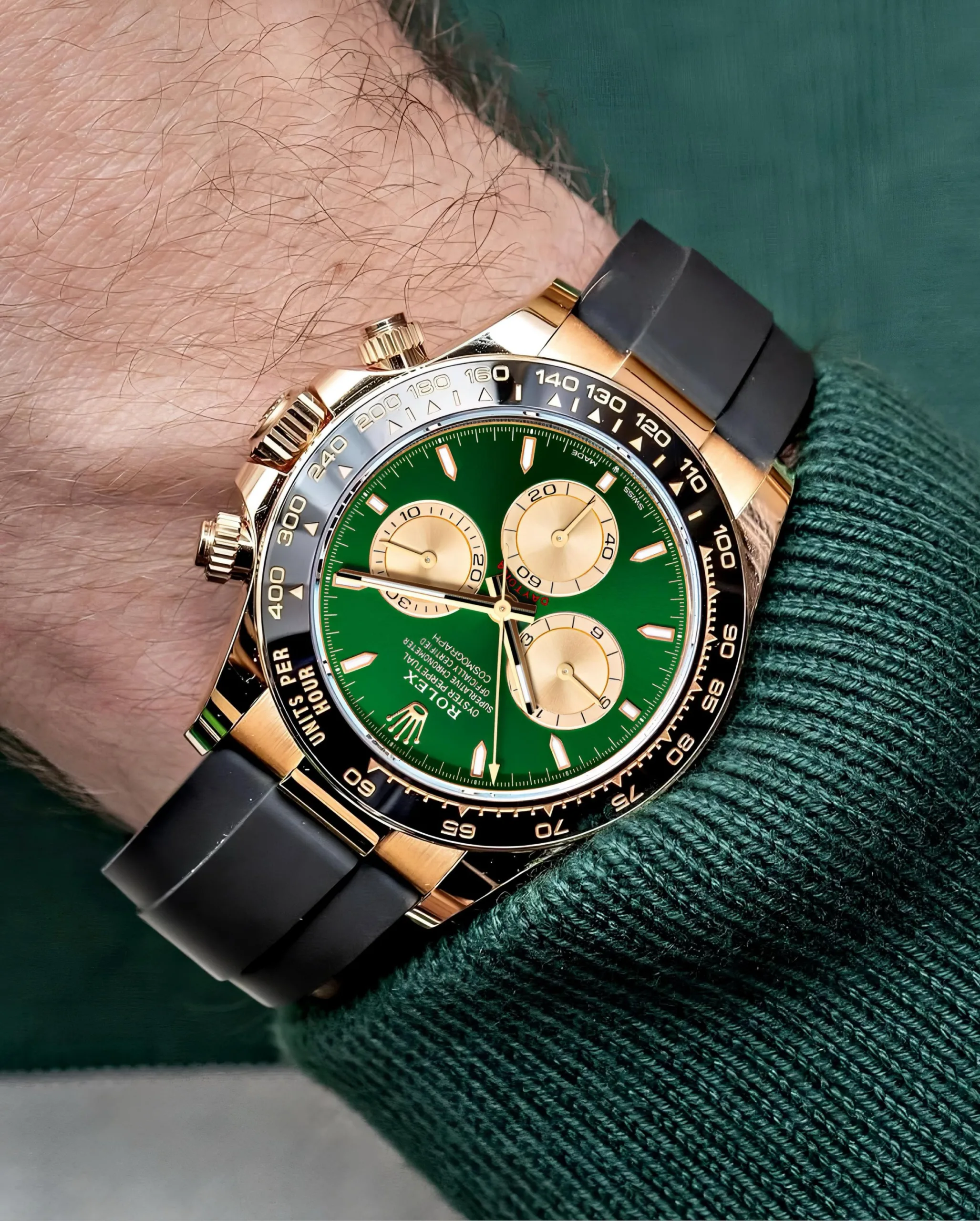 Rolex-Daytona-Oysterflex-Green-2 Rolex Daytona Oysterflex Green First Copy Watch - Image 1