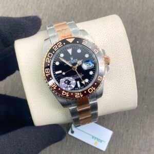 Rolex GMT Master II Root Beer Swiss Semi 3285 First Copy Watch on a soft watch case pillow