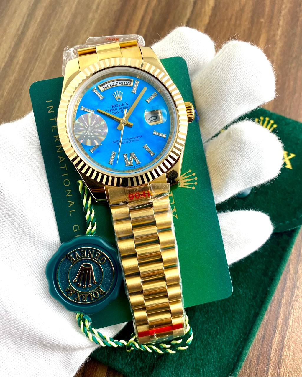 Rolex Oyster Perpetual Day-Date (2) Rolex Oyster Perpetual Day-Date Sky Blue Dial First Copy Watch
