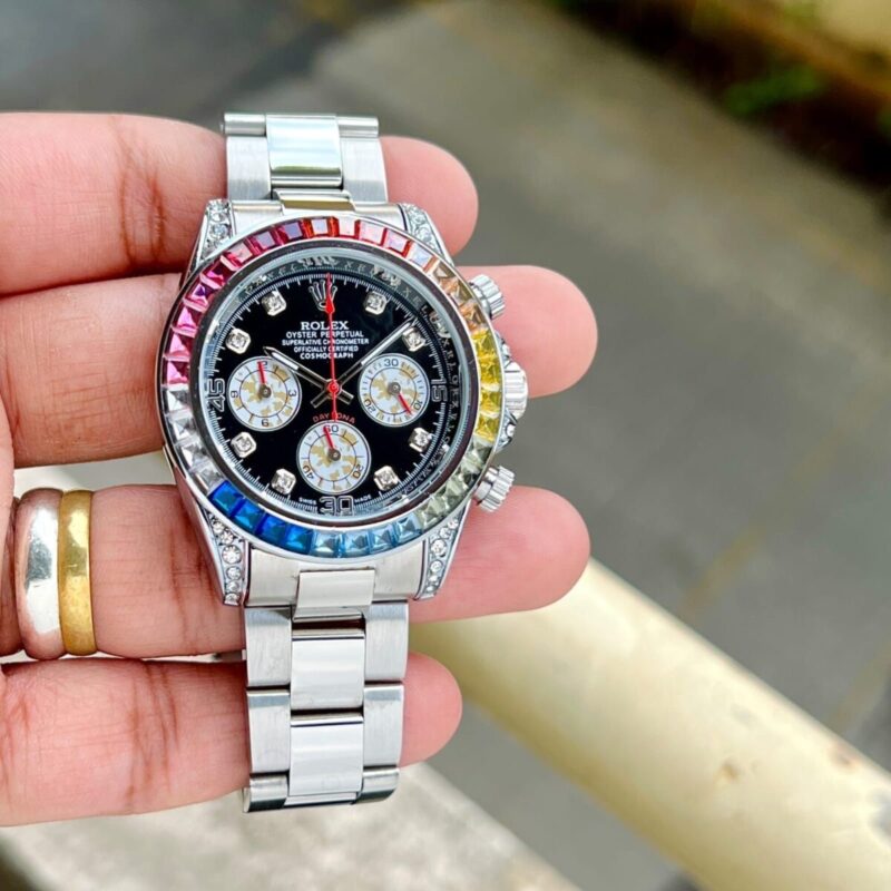 Rolex Rainbow Silver Quartz First Copy Watch