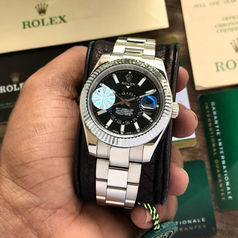 Rolex Sky Dweller Black Dial First Copy Watch Close shot in hand