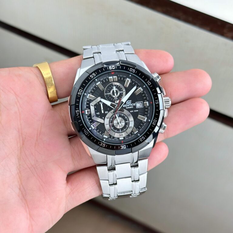 Casio Edifice EFR-539D first copy men’s watch – 43MM, black dial, stainless steel bracelet, chronograph.