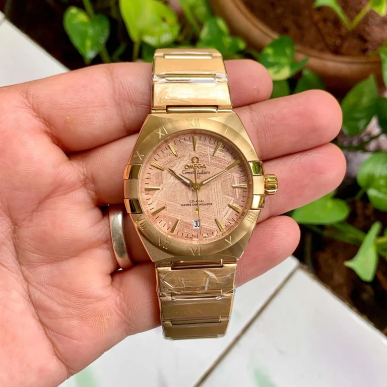 Omega Constellation Meteorite Edition Gold first copy men’s watch – 41MM, meteorite dial, gold finish.