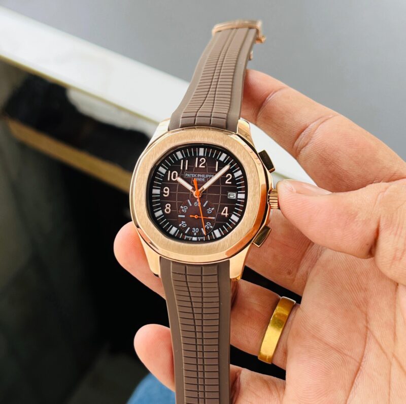 Patek Philippe Aquanaut 5968R first copy– copper rose-gold case, brown dial.