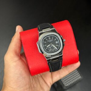 Patek Philippe Geneve first copy men’s watch – 40MM rounded octagonal bezel, denim strap, quartz chronograph.