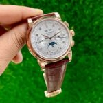 Patek Philippe 5970R first copy– rose gold case, brown leather strap.