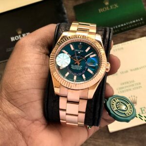 Rolex sky dweller rose gold blue dial yz first copy watch