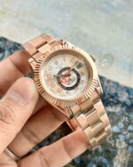 Rolex sky dweller rose gold white dial first copy