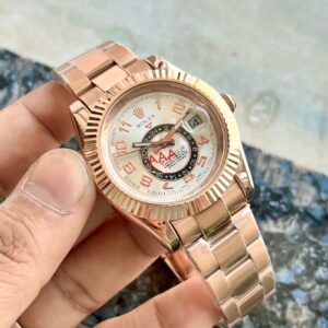 Rolex sky dweller rose gold white dial first copy