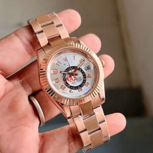 Rolex sky dweller rose gold white dial first copy watch