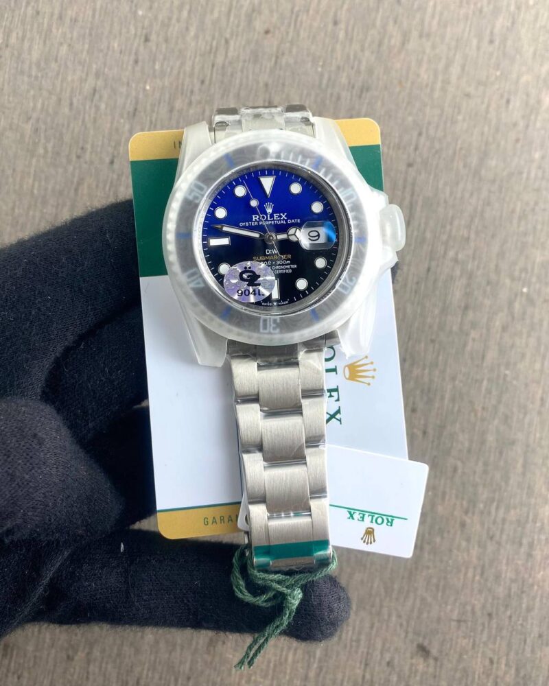 Rolex Submarine Silver Blue DIW Limited Edition – 41MM wide shot in hand