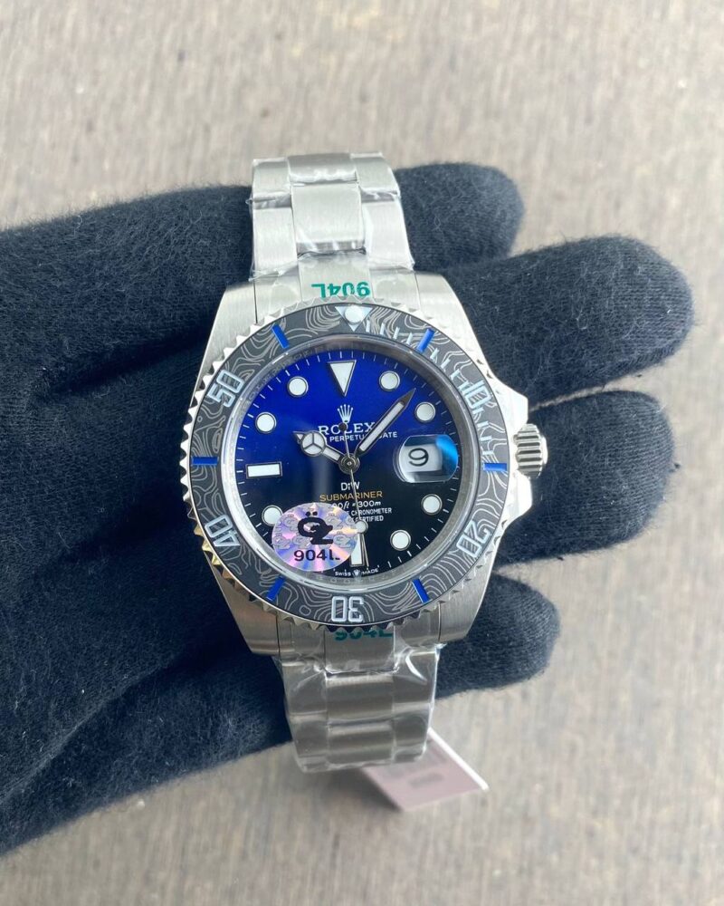 Rolex Submarine Silver Blue DIW Limited Edition – 41MM Watch close shot in hand