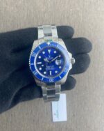 Close shot of Rolex Submarine Silver Bracelet Blue Dial 41 First Copy Watch