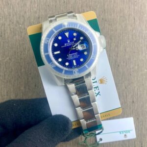 Full shot of Rolex Submarine Silver Bracelet Blue Dial 41 First Copy Watch
