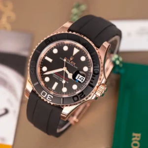 Rolex Yacht Master OysterFlex Rose Gold Bezel and Black Dial First Copy Watch