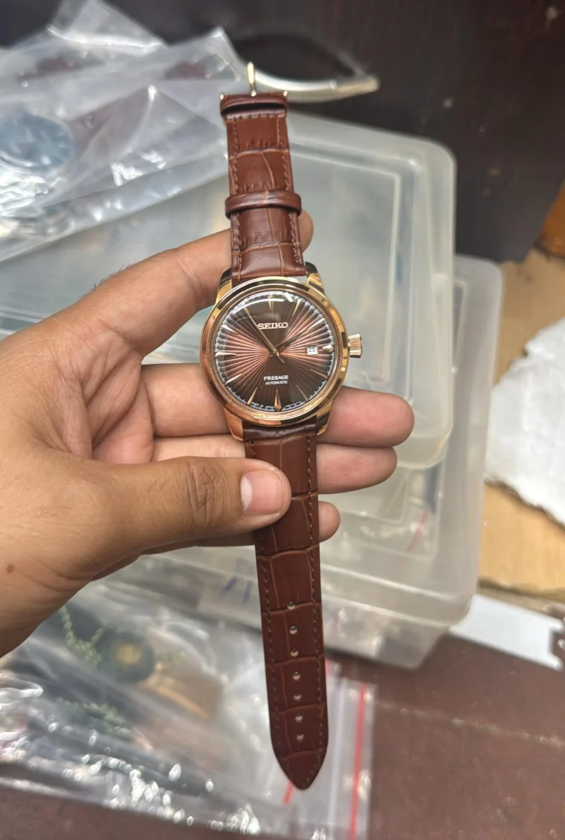 Seiko Presage SRPB46 Cocktail Time first copy men’s watch – 40MM, brown dial, leather strap, automatic.
