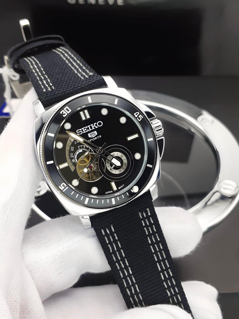 Seiko Tourbillon first copy men’s watch – 43MM, black dial, rotating tourbillon, automatic.