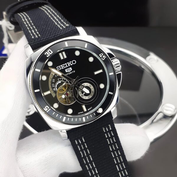 Seiko Tourbillon first copy men’s watch – 43MM, black dial, rotating tourbillon, automatic.