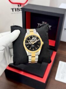 Tissot Gentleman Powermatic 80 first copy– black dial open heart design.