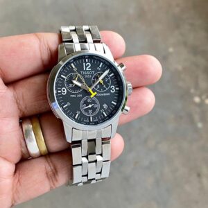 Tissot PRC 200 first copy chronograph – date indicator, steel bracelet.
