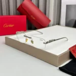 Cartier Rimless Panther Detail Eyeglasses for Men