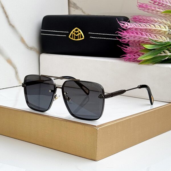 Maybach Square Black Sunglasses with Gold Accents