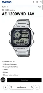 Casio Royale Stainless Steel 7AA Premium Black Watch - Image 2