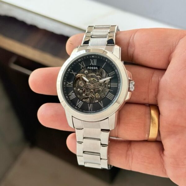 Fossil Grant Automatic 42MM Silver Metal Strap