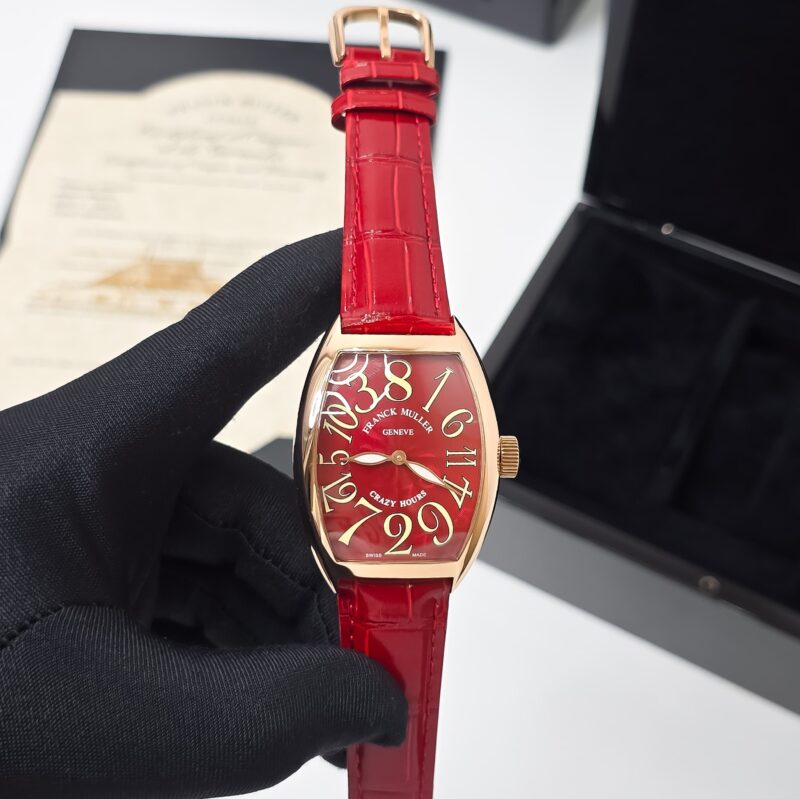 Franck-Muller-Crazy-Hours-Curvex-Red-Dial-Watch-1 Franck Muller Crazy Hours Curvex Red Dial Watch - Image 1