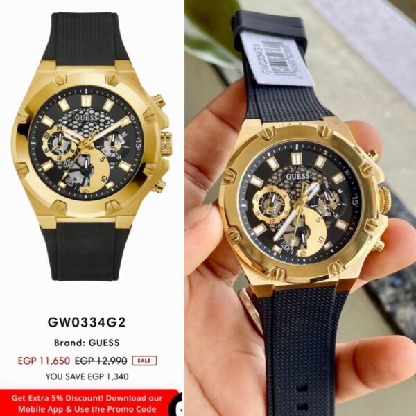 Guess Multifunction Black Gold Men's Watch