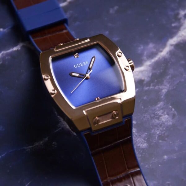 Guess Phoenix Quartz Blue Dial Leather Strap Watch