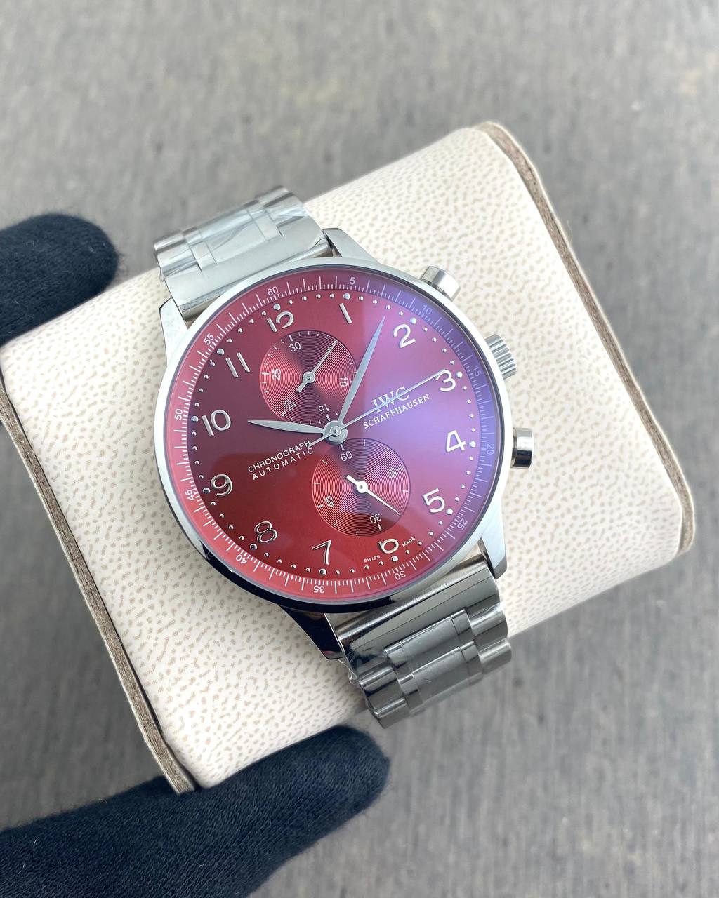 IWC-Schaffhausen-Red-Dial-42mm-Chronograph-1 IWC Schaffhausen Red Dial 42mm Chronograph - Image 1