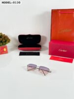 Cartier 0130 Metallic Silver-Pink Gradient Sunglasses - Image 3