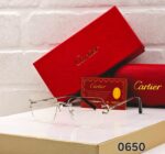 Cartier 0650 Rectangular Rimless Sunglasses Black & Gold - Image 2