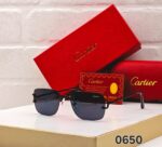 Cartier 0650 Rectangular Rimless Sunglasses Black & Gold - Image 5