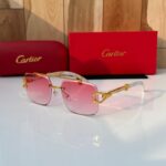 Cartier CT098 Gold-Toned Pink Gradient Sunglasses